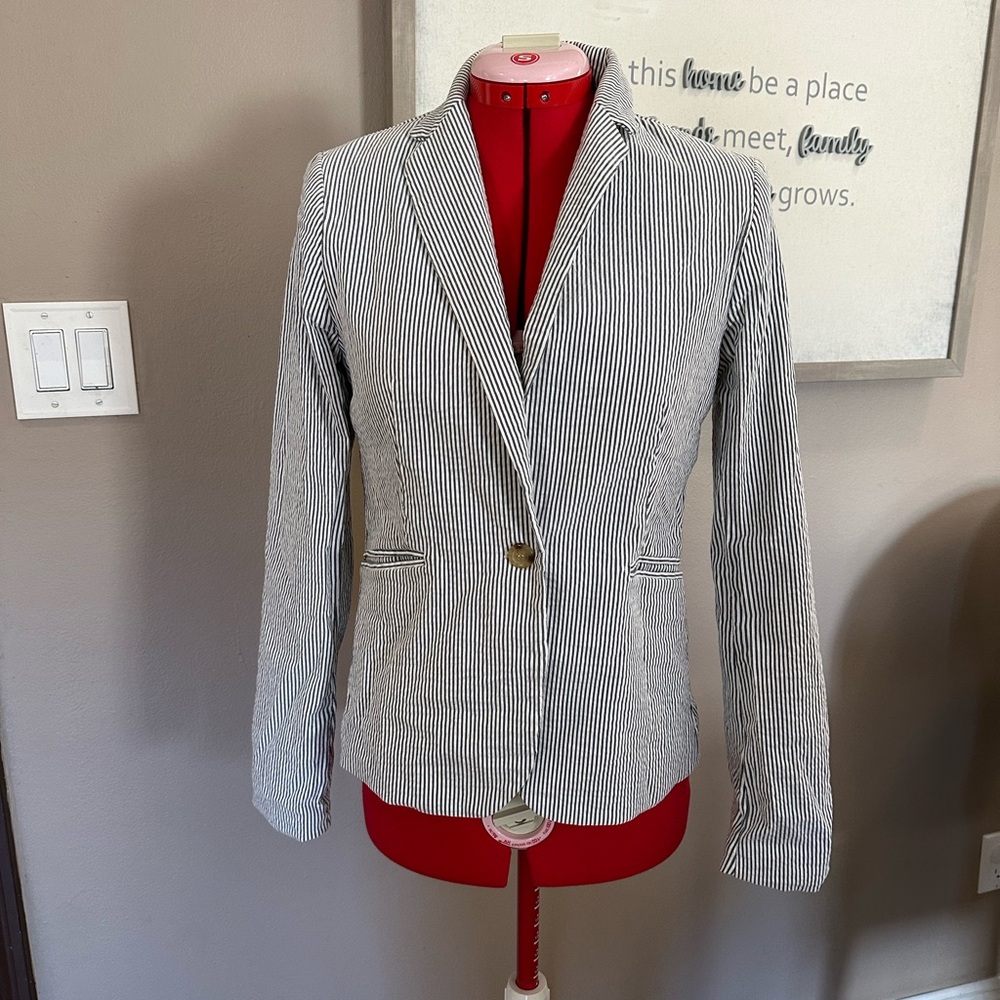 Dalia Black and White Striped Blazer